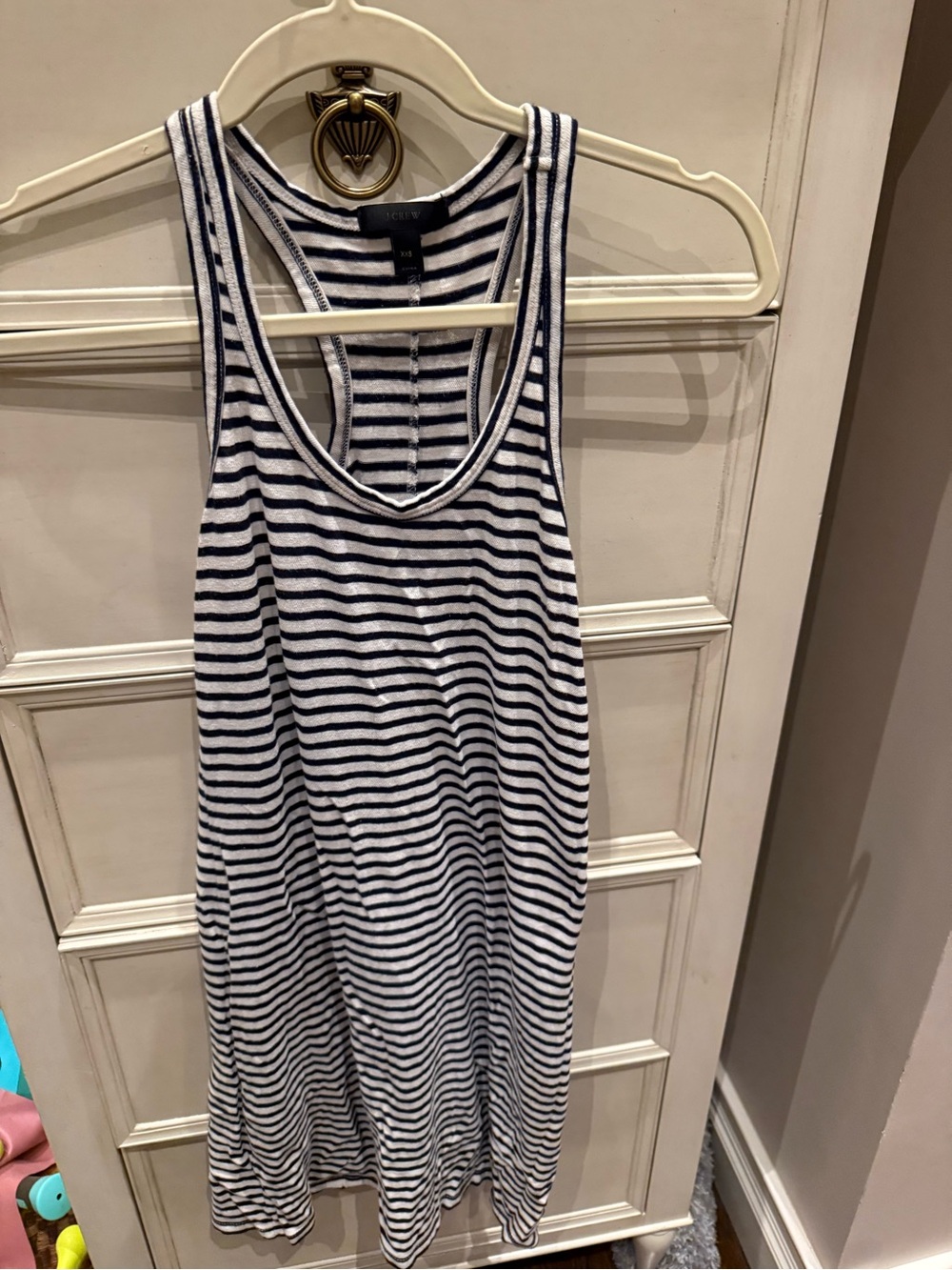 J. Crew Navy and White Striped Racerback Mini Dress
